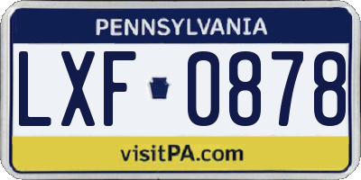 PA license plate LXF0878