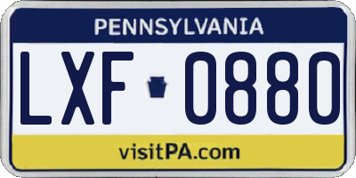PA license plate LXF0880
