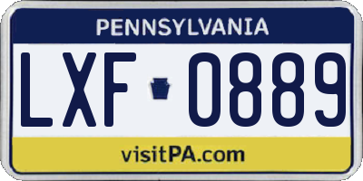 PA license plate LXF0889