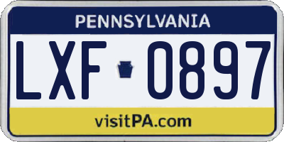 PA license plate LXF0897