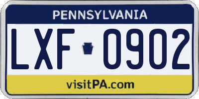 PA license plate LXF0902