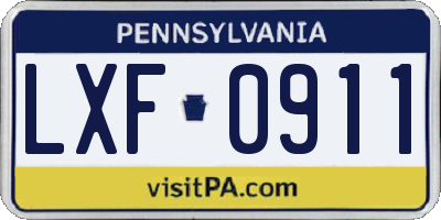 PA license plate LXF0911