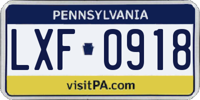 PA license plate LXF0918