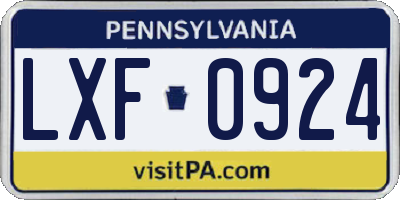 PA license plate LXF0924