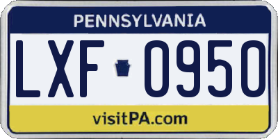 PA license plate LXF0950