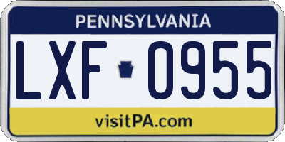 PA license plate LXF0955