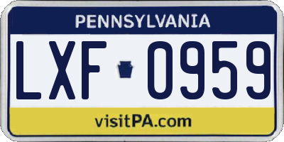 PA license plate LXF0959
