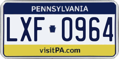 PA license plate LXF0964