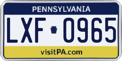 PA license plate LXF0965