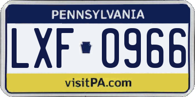 PA license plate LXF0966