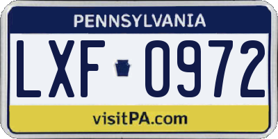 PA license plate LXF0972