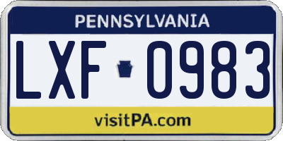 PA license plate LXF0983