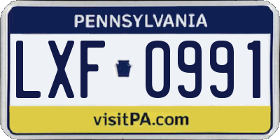 PA license plate LXF0991
