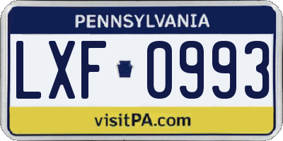 PA license plate LXF0993