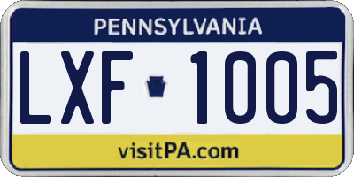 PA license plate LXF1005