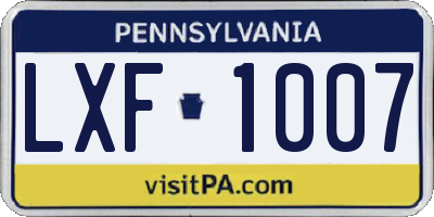 PA license plate LXF1007