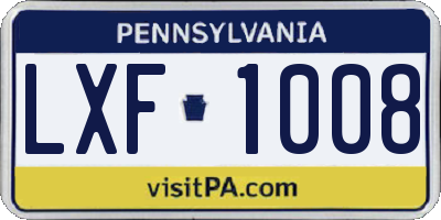 PA license plate LXF1008