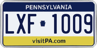 PA license plate LXF1009