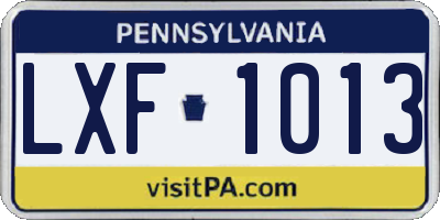 PA license plate LXF1013