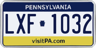 PA license plate LXF1032