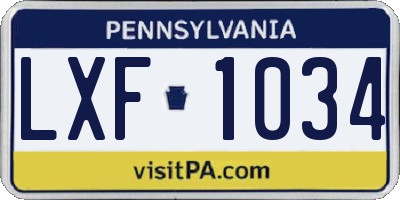 PA license plate LXF1034