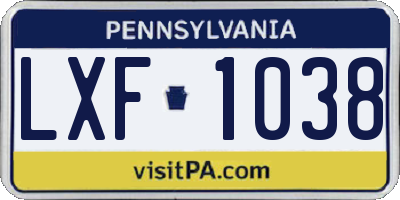 PA license plate LXF1038