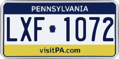 PA license plate LXF1072