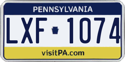 PA license plate LXF1074