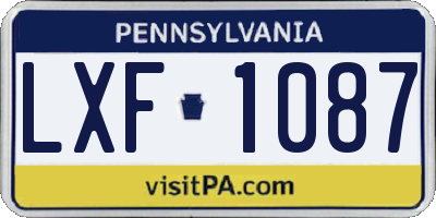 PA license plate LXF1087