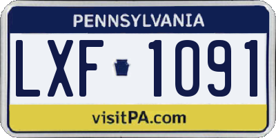 PA license plate LXF1091