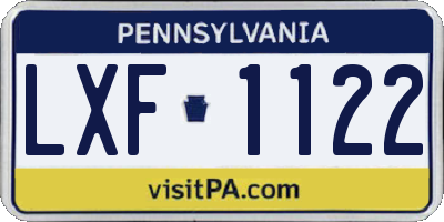 PA license plate LXF1122