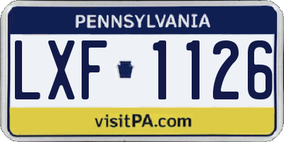 PA license plate LXF1126