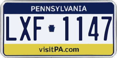 PA license plate LXF1147