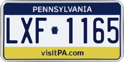 PA license plate LXF1165