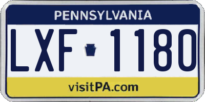 PA license plate LXF1180