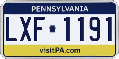 PA license plate LXF1191