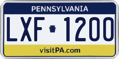 PA license plate LXF1200