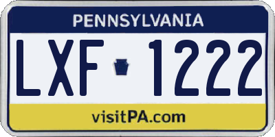 PA license plate LXF1222