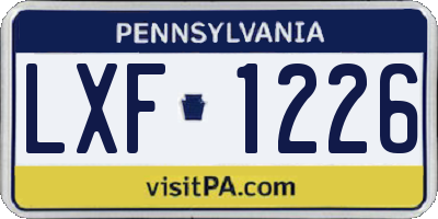PA license plate LXF1226