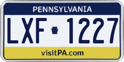 PA license plate LXF1227