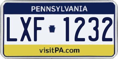 PA license plate LXF1232