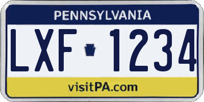 PA license plate LXF1234