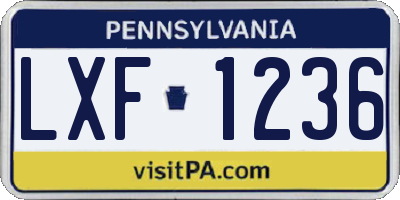 PA license plate LXF1236