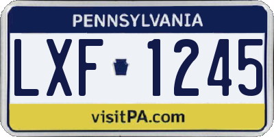 PA license plate LXF1245