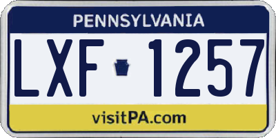 PA license plate LXF1257