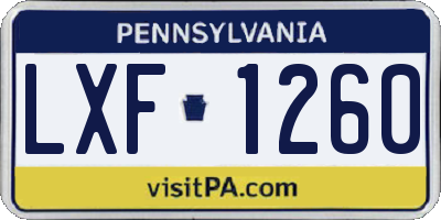 PA license plate LXF1260