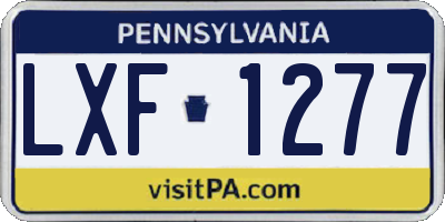 PA license plate LXF1277