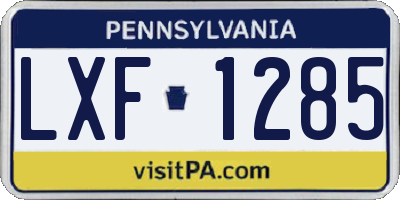 PA license plate LXF1285