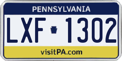 PA license plate LXF1302