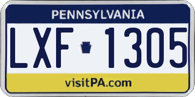 PA license plate LXF1305
